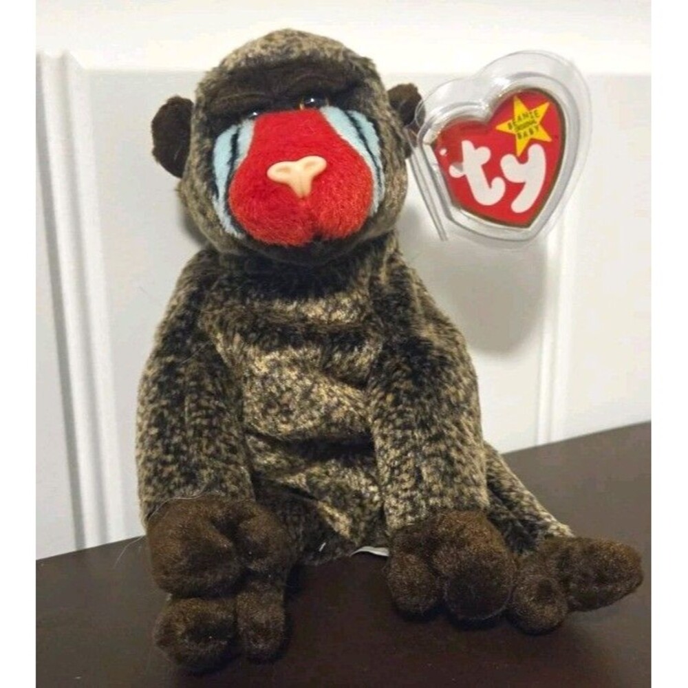 NEW Retired Ty Beanie Babies Cheeks Monkey Plush Animal Vintage 1999 Tag Error